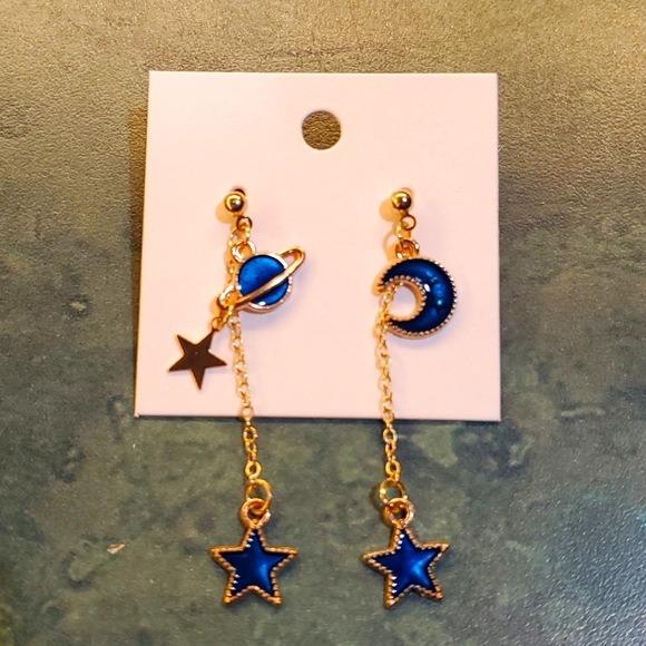 Moon and Planet Earrings - Picture 1 of 1